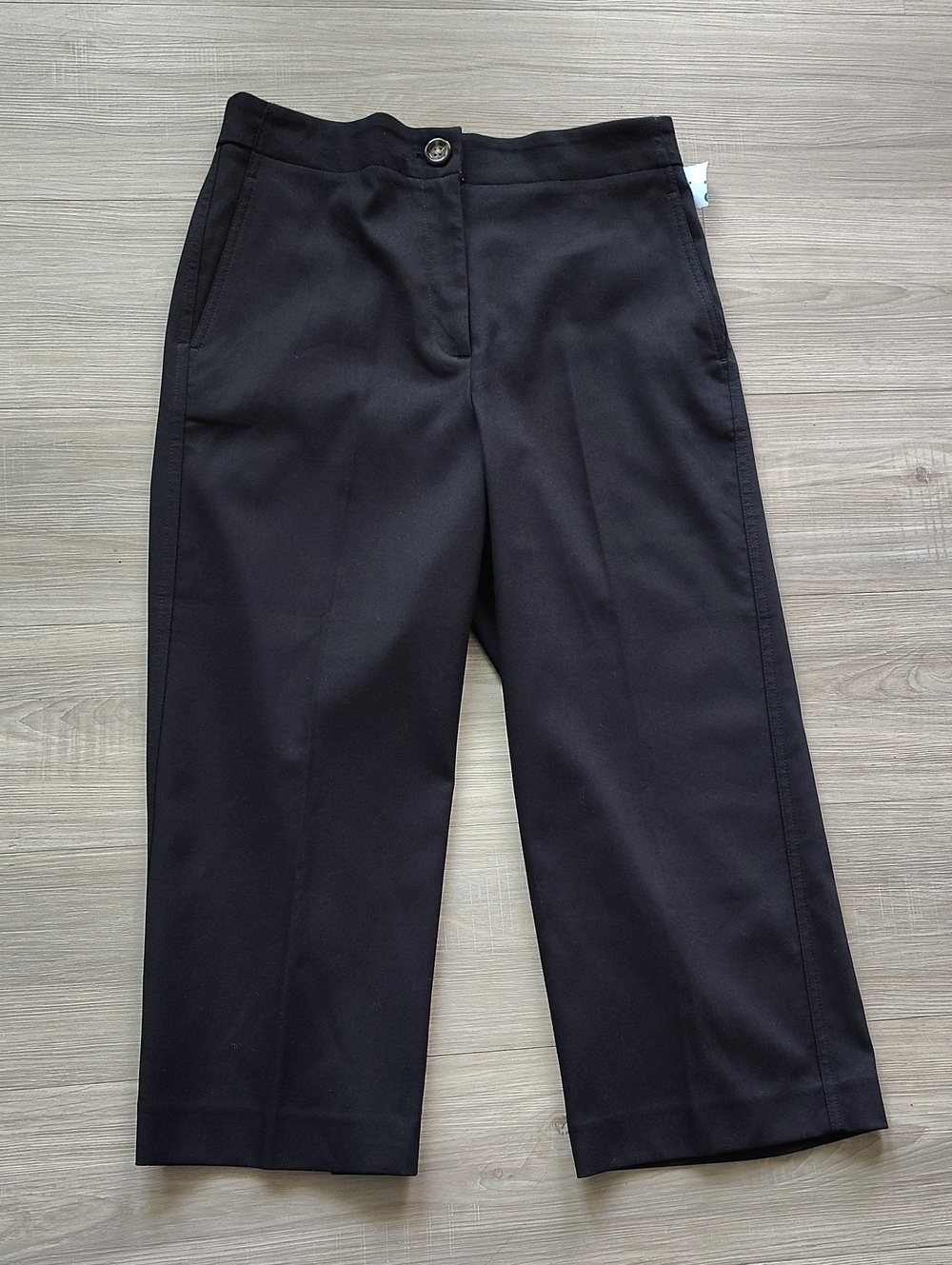 Ann Taylor Black Cropped Wide-Leg Trousers
